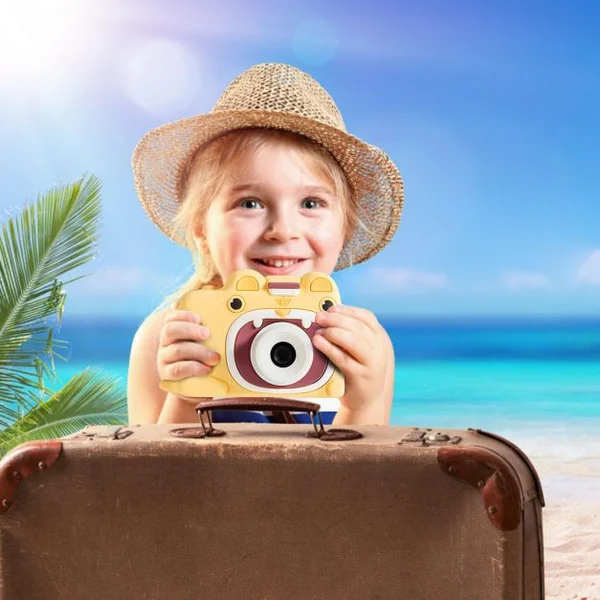 Appareil Photo Numérique pour Enfants 18 Mp 1080 P Ecran 5 Cm Carte Mémoire 16 Go Port Usb Batterie 500 mAh Jaune