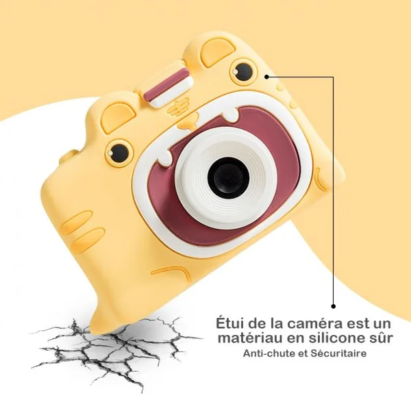 Appareil Photo Numérique pour Enfants 18 Mp 1080 P Ecran 5 Cm Carte Mémoire 16 Go Port Usb Batterie 500 mAh Jaune