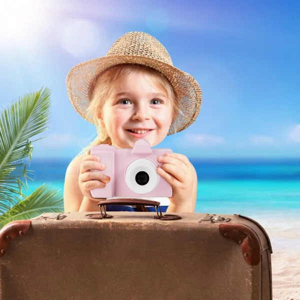 Appareil Photo Numérique pour Enfants 18 Mp 1080 P Ecran 5 Cm Carte Mémoire 16 Go Port Usb Coque en Silicone Rose