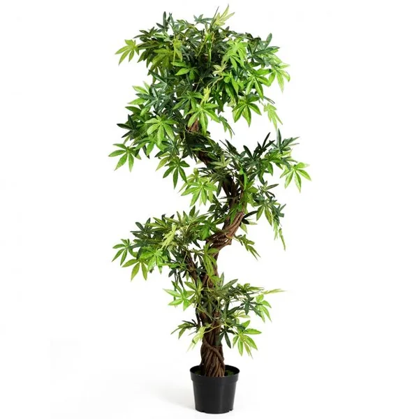 Arbre Artificiel en PVC Plante Artificielle en Pot Rempli de Ciment pour Intérieur ou Extérieur, 19x19x160cm, Vert