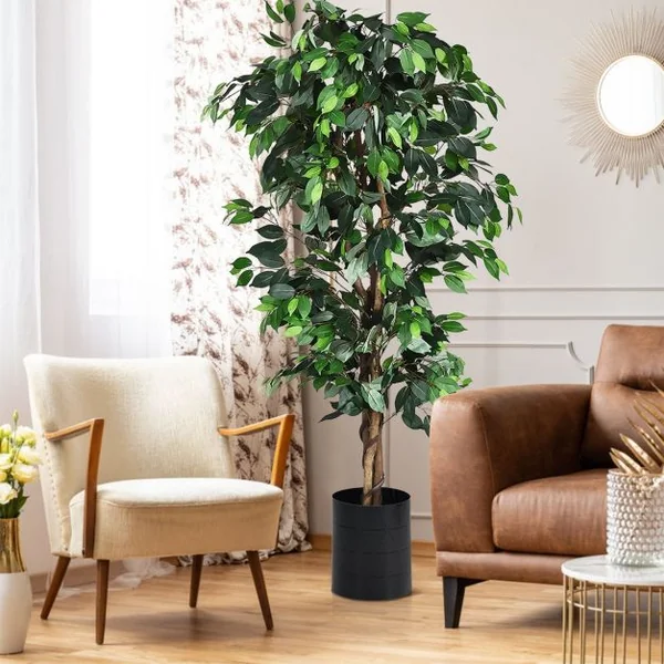 Arbre Artificiel Grand Ficus 180 CM avec Cannes pour Décoration 1008 Feuilles