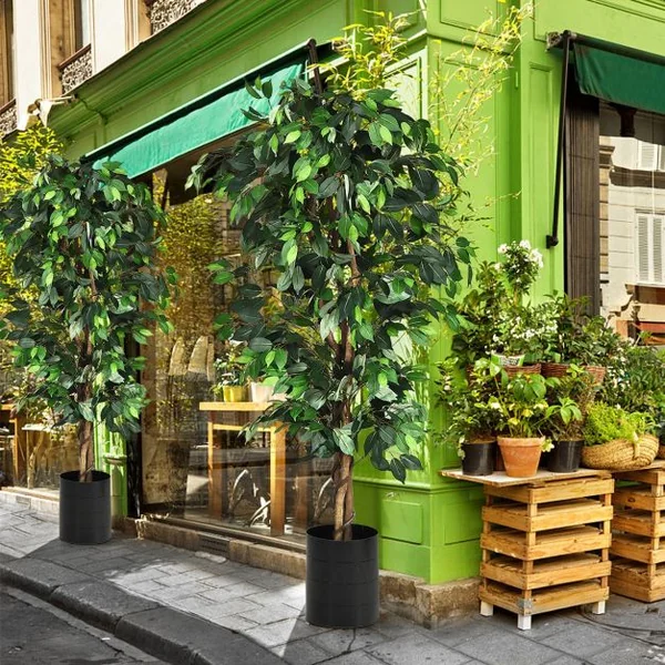 Arbre Artificiel Grand Ficus 180 CM avec Cannes pour Décoration 1008 Feuilles