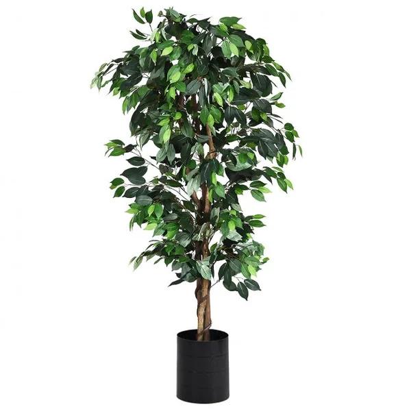 Arbre Artificiel Grand Ficus 180 CM avec Cannes pour Décoration 1008 Feuilles