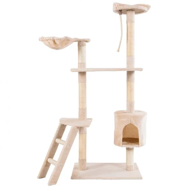 Arbre à Chat 150cm Multi Niveaux Condo Plateforme Griffoir Echelle, MDF, 40 x 60 x 150 cm, Beige
