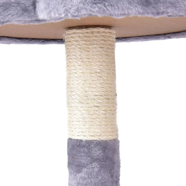 Arbre à Chat 4 niveaux avec Griffoir en sisal/Centre d'Activités avec motif de pattes, 60 x 56 x 100 cm, Gris