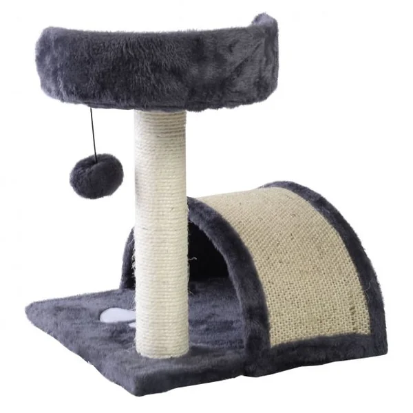 Arbre à Chat avec Griffoir en Sisal Centre d'Activités pour Chat en Panneau d’Aggloméré Flanelle, 36x36x44cm, Beige