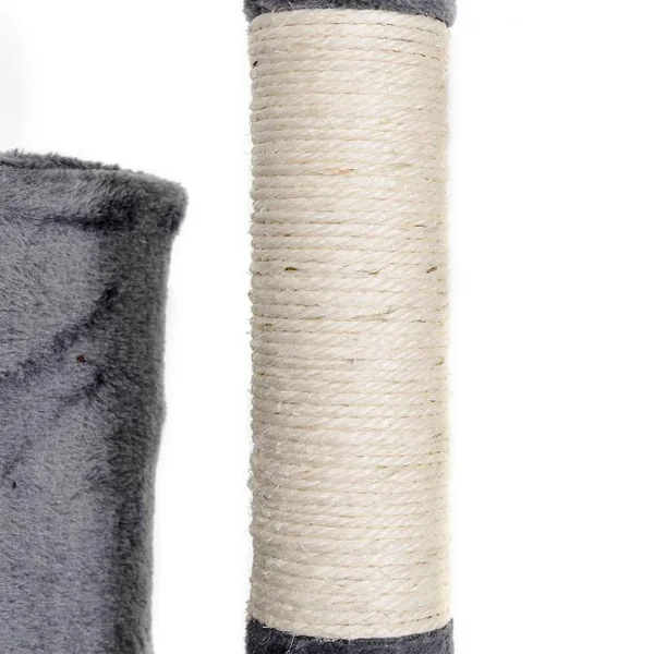 Arbre à Chat avec Griffoir en sisal niche en peluche jouet et échelle 120 cm Grand Centre d’Activité pour Chat Gris