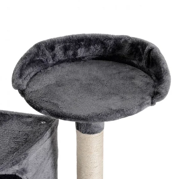 Arbre à Chat avec Griffoir en sisal niche en peluche jouet et échelle 120 cm Grand Centre d’Activité pour Chat Gris