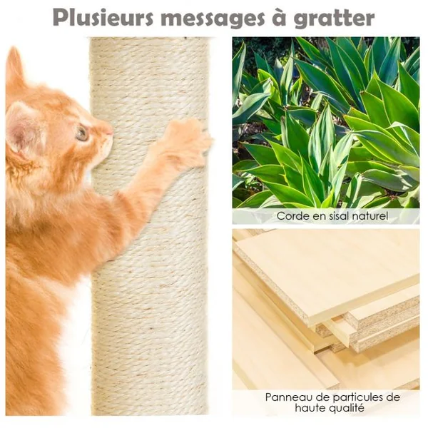 Arbre à Chat avec Multi-Etage Hamac Suspend Poteaux à Gratter et Centre d'Activités 87x50x155CM
