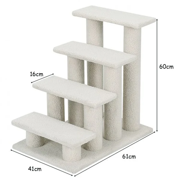 Arbre à chat en escalier à 4 étages Centre d'activités pour chat en Cachemire et MDF 60,5x40x60cm Beige