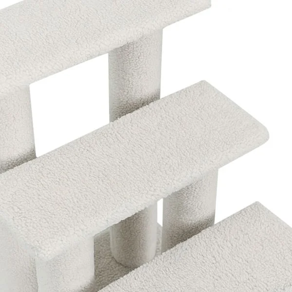 Arbre à chat en escalier à 4 étages Centre d'activités pour chat en Cachemire et MDF 60,5x40x60cm Beige