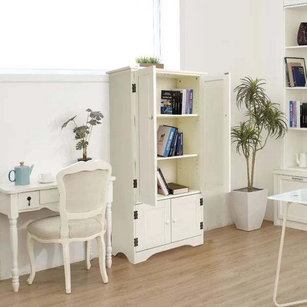 Armoire de Rangement avec Porte et 2 Étagères Réglables pour Salon Chambre Bureau en Bois MDF, 58,5x31,4x123cm, Blanc