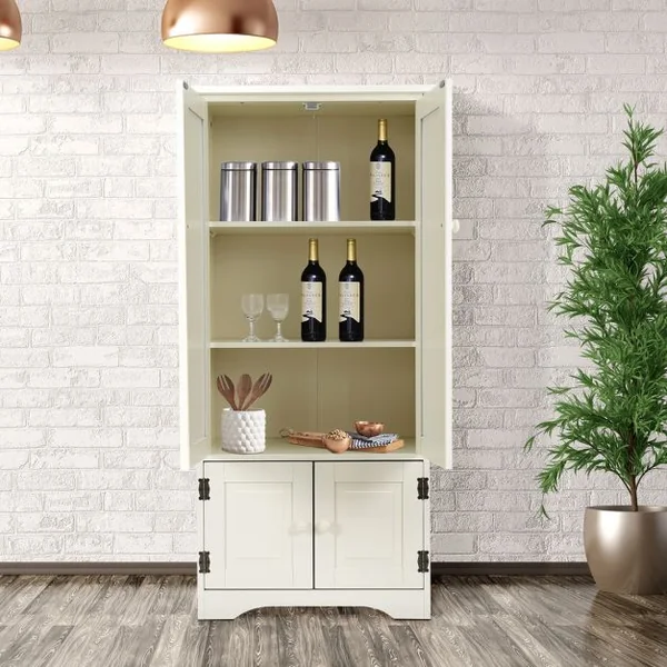 Armoire de Rangement avec Porte et 2 Étagères Réglables pour Salon Chambre Bureau en Bois MDF, 58,5x31,4x123cm, Blanc