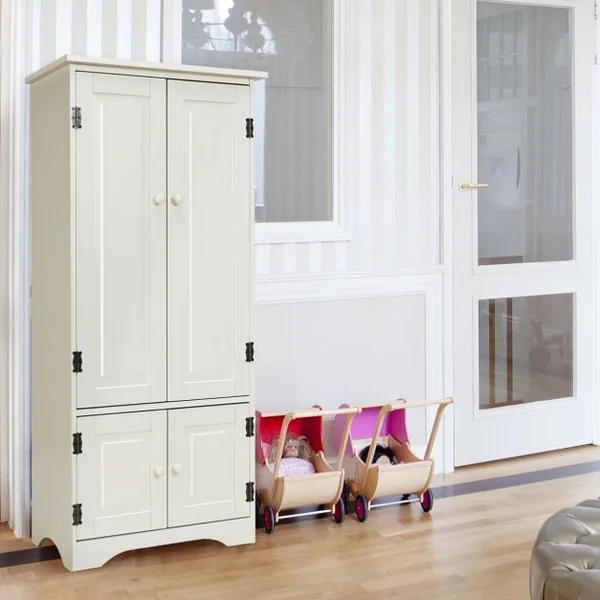 Armoire de Rangement avec Porte et 2 Étagères Réglables pour Salon Chambre Bureau en Bois MDF, 58,5x31,4x123cm, Blanc