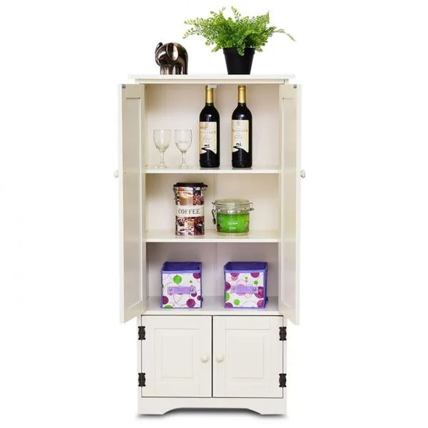 Armoire de Rangement avec Porte et 2 Étagères Réglables pour Salon Chambre Bureau en Bois MDF, 58,5x31,4x123cm, Blanc