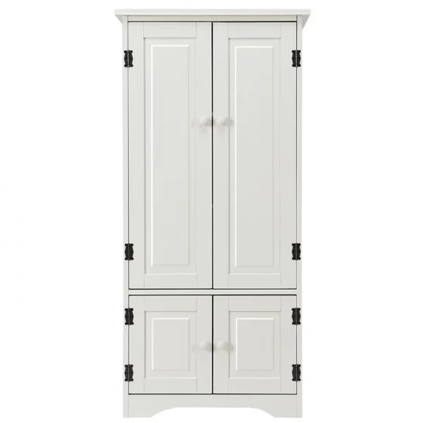 Armoire de Rangement avec Porte et 2 Étagères Réglables pour Salon Chambre Bureau en Bois MDF, 58,5x31,4x123cm, Blanc