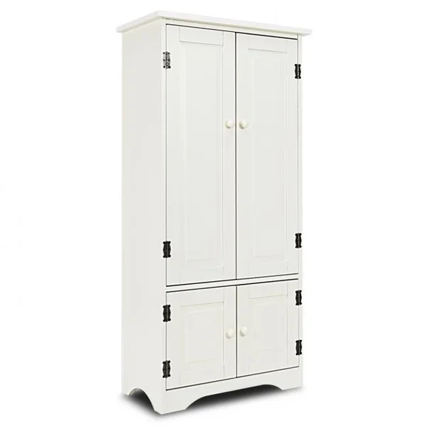 Armoire de Rangement avec Porte et 2 Étagères Réglables pour Salon Chambre Bureau en Bois MDF, 58,5x31,4x123cm, Blanc