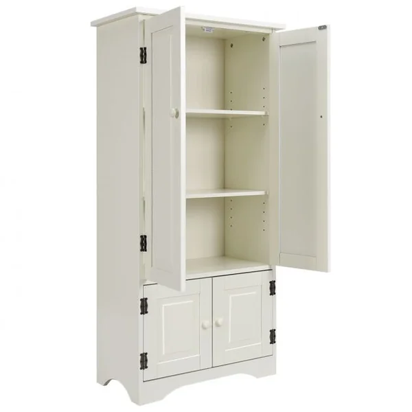 Armoire de Rangement avec Porte et 2 Étagères Réglables pour Salon Chambre Bureau en Bois MDF, 58,5x31,4x123cm, Blanc