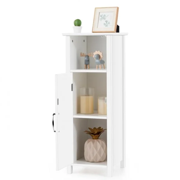 Armoire de Salle de Bains avec Etagère Réglable en Hauteur et 1 Porte pour Toilettes en Bois 30x30x80cm Blanc