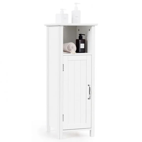 Armoire de Salle de Bains avec Etagère Réglable en Hauteur et 1 Porte pour Toilettes en Bois 30x30x80cm Blanc