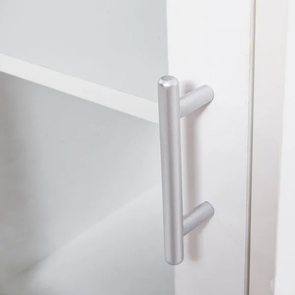 Armoire haute étroite Etagère salle de bain Meuble salle de bain, Etagères ouvertes et fermées, MDF, 33x30x180cm, Blanc