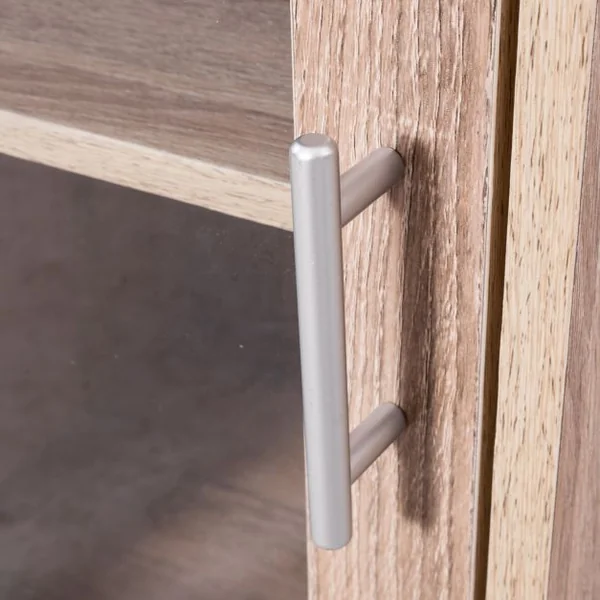 Armoire haute étroite Etagère salle de bain Meuble salle de bain, Etagères ouvertes et fermées, MDF, 33x30x180cm, Brun