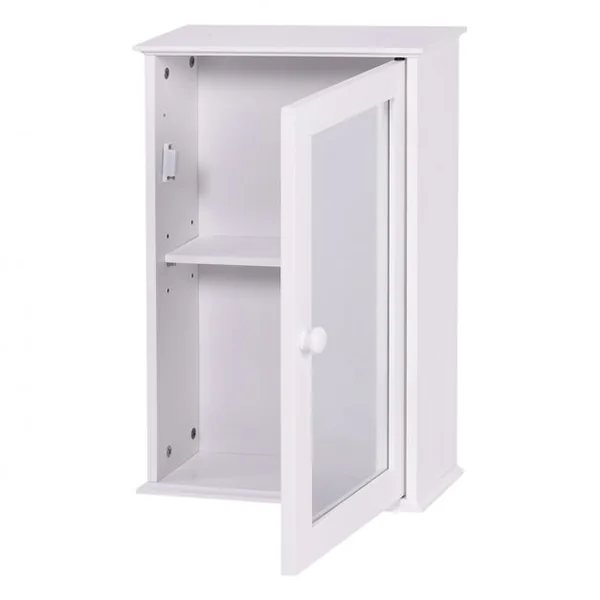 Armoire Murale de Salle de Bain Placard de Rangement Toilettes Meuble de Rangement avec Miroir 34 x 15 x 53 cm, Blanc
