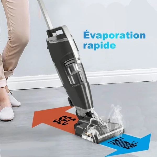 Aspirateur Balai sans Sac 2 Vitesse Balai Vapeur 14kPA Puissance Max.1000W Réservoir d'Eau 520ML