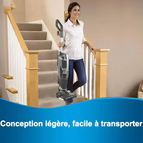Aspirateur Balai sans Sac 2 Vitesse Balai Vapeur 14kPA Puissance Max.1000W Réservoir d'Eau 520ML