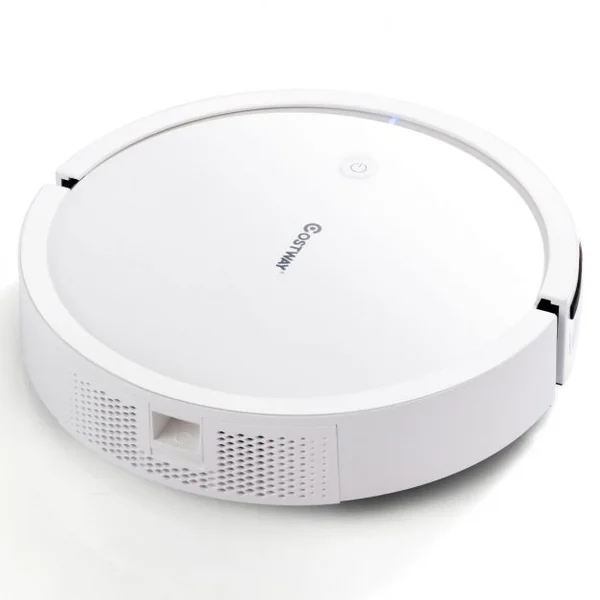 Aspirateur Robot Connecté Wifi 2000pa avec Réservoir d’Eau et Boîte à Poussière 5 Modes de Nettoyage 34,5x8cm Blanc