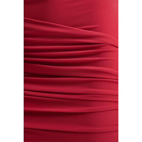 Aubrey | Mini-robe rouge à col montant avec effet drapé