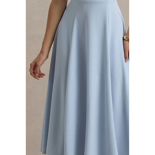 Auburn | Robe Mi-Longue Bleu Poudre à Encolure Licou