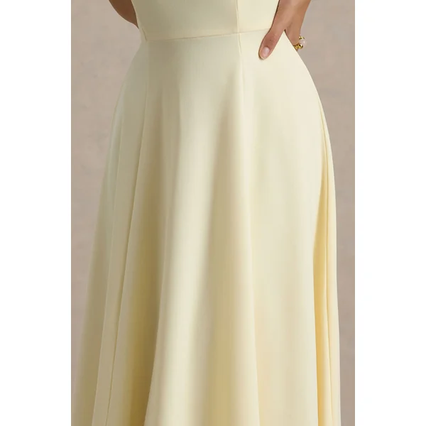 Auburn | Robe Mi-Longue Jaune Citron à Encolure Licou