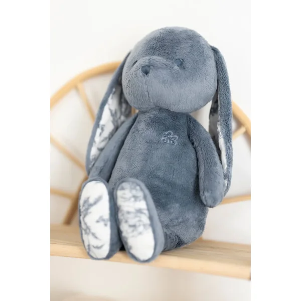 Augustin le lapin Toile de Jouy bleue Tartine et Chocolat - Soins Bébé Naturels & Produits Maman Après Naissance