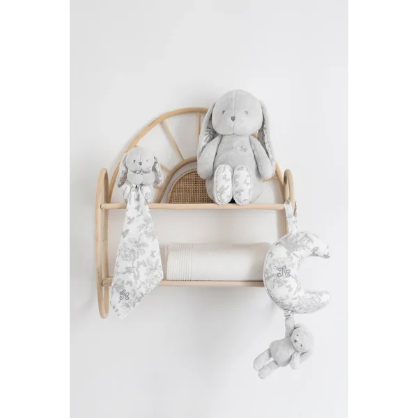 Augustin le lapin Toile de Jouy gris Tartine et Chocolat - Soins Bébé Naturels & Produits Maman Après Naissance