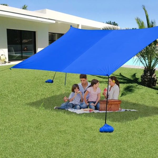 Auvent de Plage Grand Tente de Plage 300 x 280 CM 6 Personnes Portable avec Sac de Transport UPF 50+ Bleu