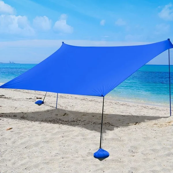 Auvent de Plage Grand Tente de Plage 300 x 280 CM 6 Personnes Portable avec Sac de Transport UPF 50+ Bleu