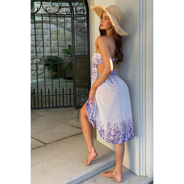 Ayanna | Sarong en Chiffon à Imprimé Floral Violet