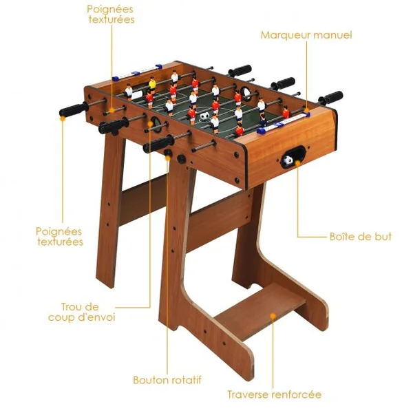 Baby-Foot Pliable Table de Jeu de Football pour Adultes et Enfants à Partir de 8 Ans 70 x 36 x 59 CM