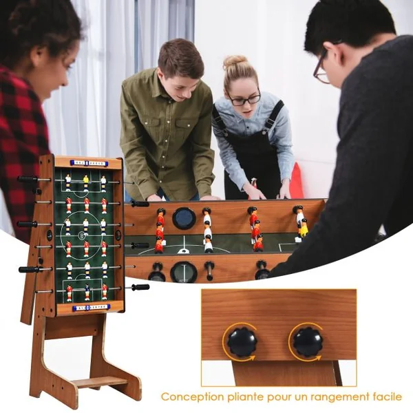 Baby-Foot Pliable Table de Jeu de Football pour Adultes et Enfants à Partir de 8 Ans 70 x 36 x 59 CM