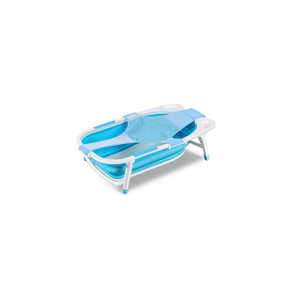 Baignoire Bébé Pliable avec Coussinet Suspension en Maille et Tapis Antidérapant 86 x 51,5 x 23cm