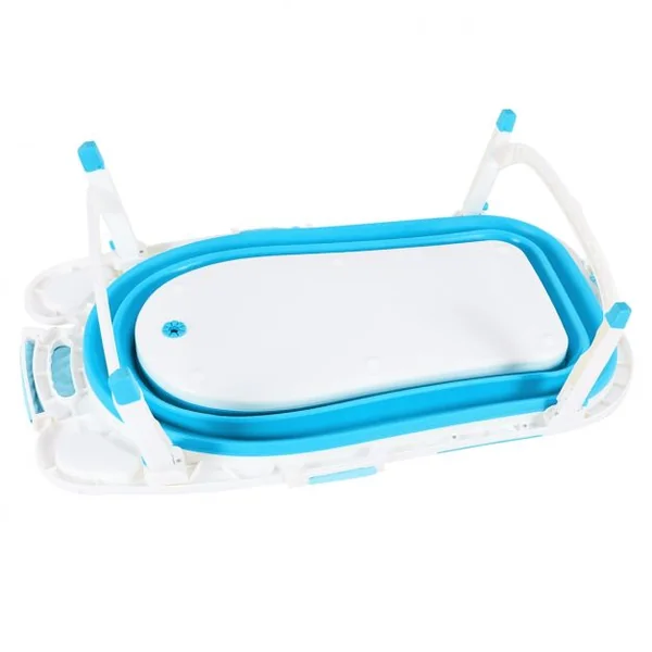 Baignoire Bébé Pliable avec Coussinet Suspension en Maille et Tapis Antidérapant 86 x 51,5 x 23cm