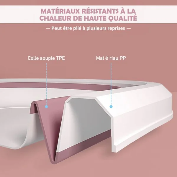 Baignoire Pliable en PP pour Bébé de 0-3 ans avec Coussin Suspension Bouchon de Drainage Bouchon d'Eau 81x48x24cm Rose