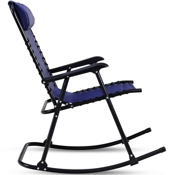 Bain de Soleil à Bascule Chaise de Jardin Pliable et Inclinable 86*63*95CM en Fer Laqué Textilène charge max 120 kg Bleu
