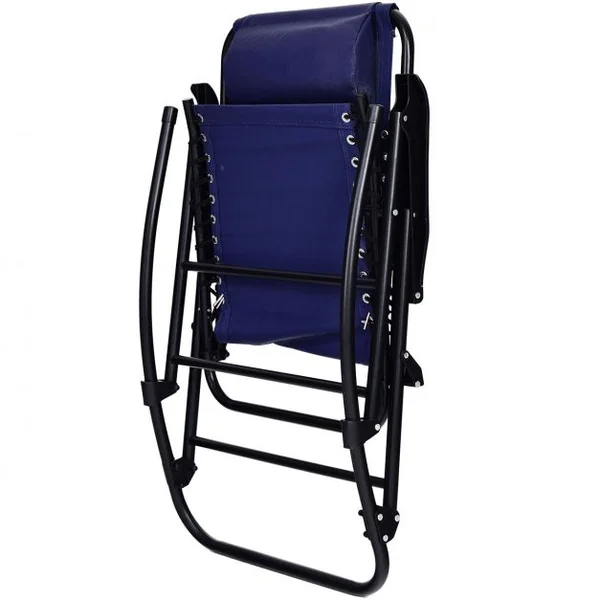 Bain de Soleil à Bascule Chaise de Jardin Pliable et Inclinable 86*63*95CM en Fer Laqué Textilène charge max 120 kg Bleu