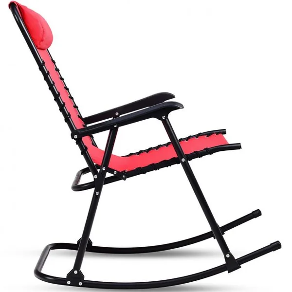 Bain de Soleil à Bascule Chaise de Jardin Pliable et Inclinable 86*63*95CM en Fer Laqué Textilène charge max 120 kg Rouge
