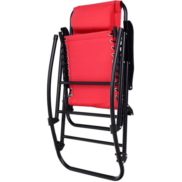 Bain de Soleil à Bascule Chaise de Jardin Pliable et Inclinable 86*63*95CM en Fer Laqué Textilène charge max 120 kg Rouge