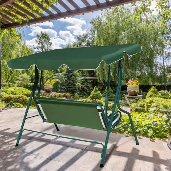 Balancelle 3 Places de Jardin Terrasse Résistante aux Intempéries Tubes en Acier Toile en Polyester Vert