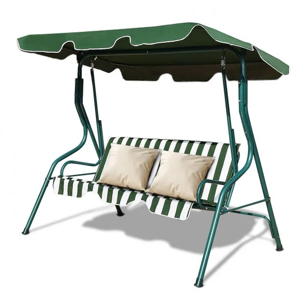 Balancelle 3 Places de Jardin Terrasse Résistante aux Intempéries Tubes en Acier Toile en Polyester Vert