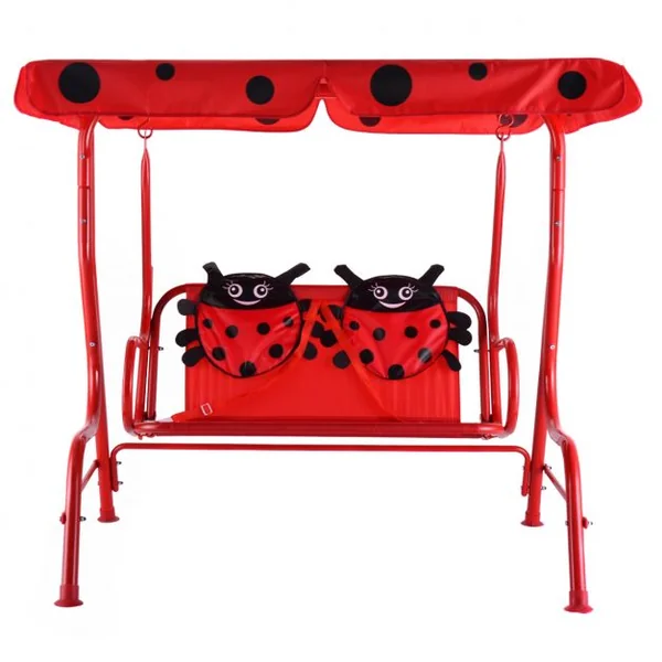 Balancelle de Jardin pour Enfants 2 Places Toit Anti-UV Balançoire Jardin pour Enfants Chaise à Bascule pour Enfants Rouge
